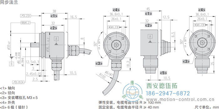 RI36-O實心軸光電增量通用編碼器外形及安裝尺寸(同步法蘭) - 西安德伍拓自動化傳動系統(tǒng)有限公司