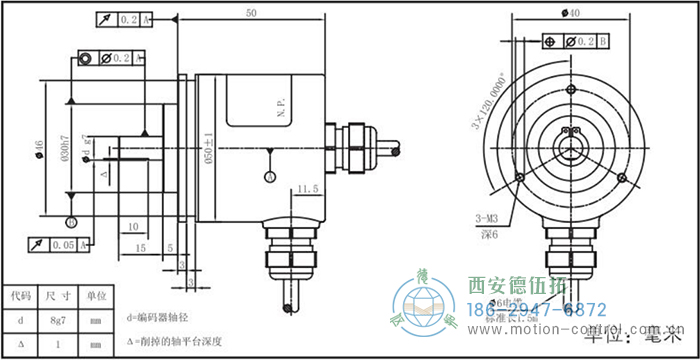 RI50光電增量輕載編碼器外形及安裝尺寸 - 西安德伍拓自動化傳動系統(tǒng)有限公司